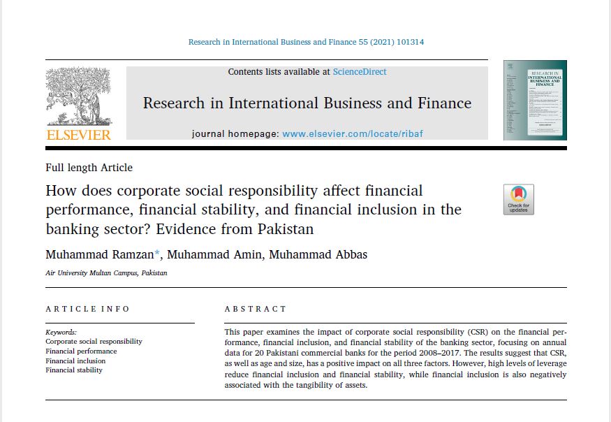 مسئولیت اجتماعی شرکت چگونه بر عملکرد مالی ، ثبات مالی و شمول مالی در بخش بانکداری تأثیر می گذارد؟